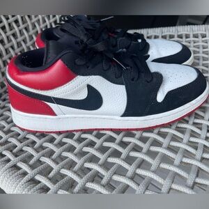 Air Jordan Kids Red and Black Low-Top Sneakers|SZ 7Y- woman 8.5